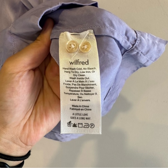 Aritzia Wilfred Peaufiner Button Down Cupro Purple Blouse - Picture 5 of 6